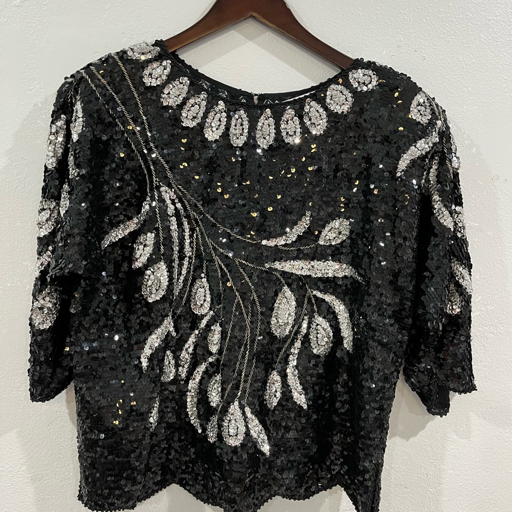 Vintage Sequin Tunic Peach top size large